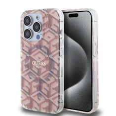 Husa iPhone 15 Pro Max originala Guess IML GCube MagSafe, roz, GUHMP15XHGCUSTGP foto
