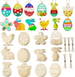 Set de 48 pandative pentru Paste Dewohler, lemn, natur, 6 x 8 cm