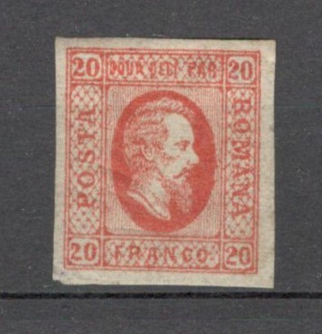 Romania.1865 Principele Cuza in oval 20 Par. rosu tip II XR.23
