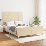 Cadru de pat cu tablie, crem, 140x190 cm, textil GartenMobel Dekor, vidaXL