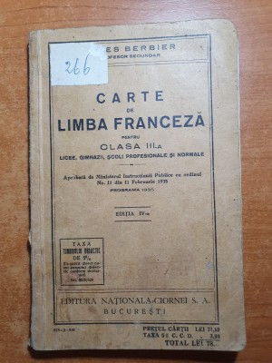 manual limba franceza pentru clasa a 3-a - licee,gimnazii,profesionale-anul 1935 foto