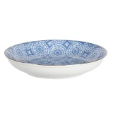 Set 5 boluri ceramica alba albastra 20x4 cm