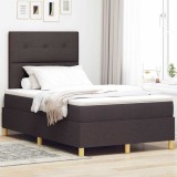 VidaXL Pat cu arcuri cu saltea Maro &icirc;nchis 120 x 190 cm țesătură
