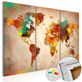 Cumpara ieftin Tablou din plută - Painted World [Cork Map] 90x60 cm