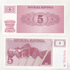 bnk bn Slovenia 5 tolari 1990 vzorec unc (specimen)