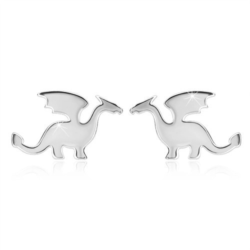 Cercei din argint 925 - motiv de dragon, finisaj lucios, &icirc;nchidere de tip fluturaș