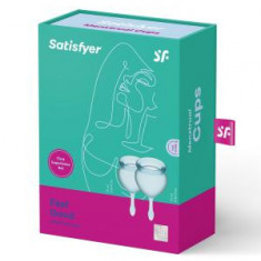 Cupa menstruala, Satisfyer Feel Good, culoare bleu, 1 cutie x 2 buc