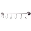 Cuier baie metal argintiu, 6 agatatori, 455mm, montare usa/lipire, stil modern