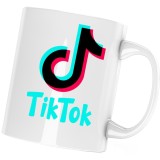 Cana alba personalizata "Tik Tok Blue Logo", INOVATIX&reg;. 330 ml