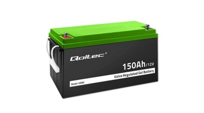 Baterie Qoltec Gel | 12V | 150Ah | 41,8 kg | Fără &amp;icirc;ntreținere | PV, UPS, RV, Barcă foto