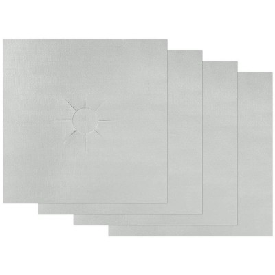 Set 4 Folii de Protectie, reutilizabile, pentru Plita si Aragazul pe gaz, 27 x 27 cm, argintiu foto