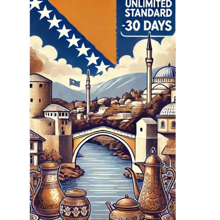eSIM, Unlimited Standard, 30 Days, Bosnia And Herzegovina