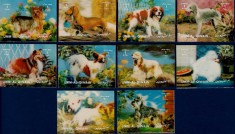 ✅(S3) 1972 UMM Al Qiwain , &quot;Rase de caini&quot; timbre 3D 5.20x4.00 cm , serie completa 10 valori ,MNH