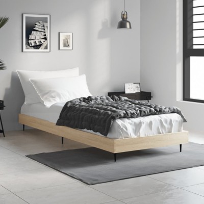 vidaXL Cadru pat fără saltea, stejar sonoma 75x190 cm lemn prelucrat 832312 foto