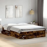 vidaXL Cadru de pat cu sertare stejar fumuriu 160x200cm lemn prelucrat