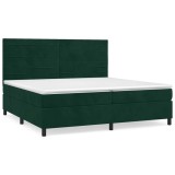 Cumpara ieftin Pat box spring cu saltea, verde inchis, 200x200 cm, catifea