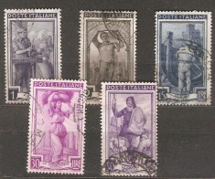Italia &ndash; Lot 5 timbre &bdquo;Profesii și Munca&rdquo; (Italia, 1950) ștampilate -A80