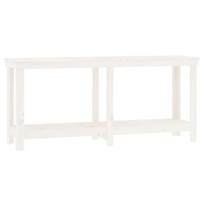 Banc de lucru, alb, 180x50x80 cm, lemn masiv pin