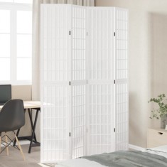 vidaXL Paravan cameră 4 panouri, alb, lemn masiv paulownia 358788