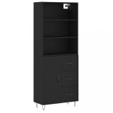 Dulap inalt, negru, 69,5x34x180 cm, lemn compozit