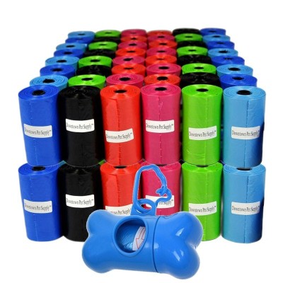 Set 900 de pungi igienice pentru caini, pisici cu distributor in forma de os, multicolor foto