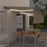 VidaXL Copertină automată cu stor senzor v&acirc;nt LED, crem, 6x3 m