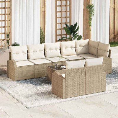 vidaXL Set de canapele pentru grădină cu pernă 9 pcs 289 x 124 x 85 cm 3346101 foto