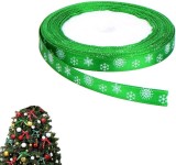 Panglica de Craciun CCLKHY, poliester, verde/alb, 2 m