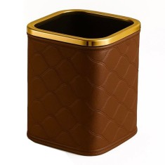 Organizator Suport Elegant Pufo Luxury Style pentru Ustensile Machiaj sau Periute de Dinti - Design Modern, Maro