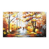 Tablou pictat manual living, dormitor, Impreuna pe cararea vietii, 100x60cm ulei pe panza in cutit efect 3D, Fabulos