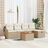 Cumpara ieftin Set de canapele pentru grădină cu pernă 6 pcs Bej Rattan poli