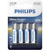 Baterii ULTRA ALKALINE AA, 4 BUC, Philips