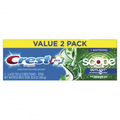 Set 2x Paste de Dinti, Crest 3D White, Scope Outlast + Whitening, tub 153gr