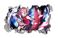 Sticker decorativ, gaura in perete 3D, Naruto, 85 cm, 1031STK