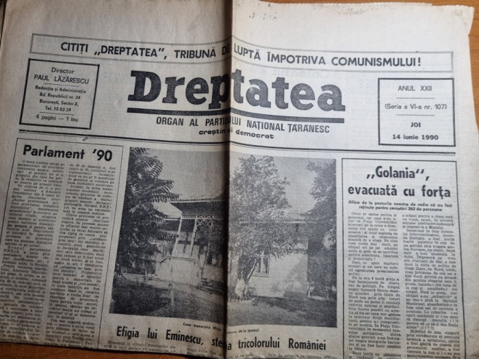 dreptatea 14 iunie 1990-art si foto ipotesti,eminescu