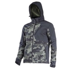 Jacheta Elastica Cu Gluga / Camuflaj Verde-negru - Xl