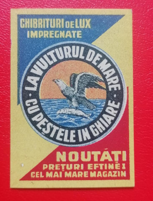 Eseu eticheta chibrit reclama La Vulturul de Mare