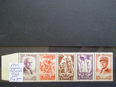 1943-Franta-Y.T.576 la580-streif-complet set-MH foto