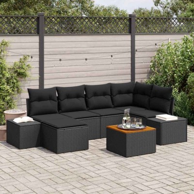 vidaXL Set de canapele pentru grădină 7 pcs Negru 3356651 foto