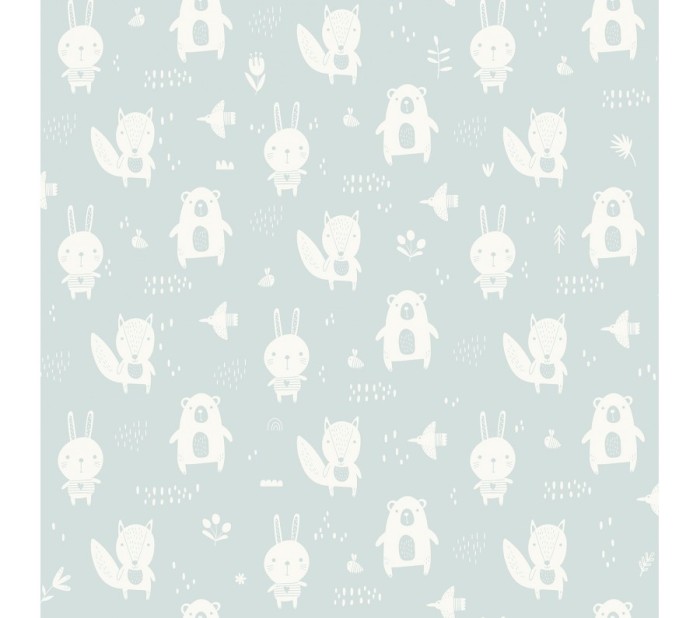 Tapet copii, animale albe pe un fundal albastru, My Kingdom L91304