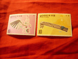 Serie Coreea de Sud 1974 - Instrumente muzicale traditionale , 2 valori, Nestampilat