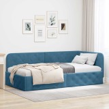 vidaXL Cadru de pat colțar cu headboard albastru 90 x 200 cm Catifea 42016532