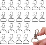 Set de 20 carabine pivotante pentru brelocuri Wellxunk, aliaj de zinc, argintiu, 2,4 x 3,8 cm