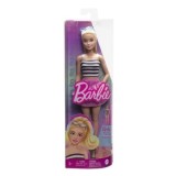Barbie fashionista blonda cu parul prins in coada si fusta roz, Barbie
