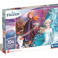 Puzzle cu sclipici Clementoni Disney Frozen, 104 piese