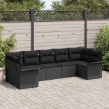 vidaXL Set de canapele pentru grădină cu pernă 7 pcs Negru Rattan poli 3354182