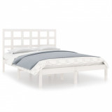 Cumpara ieftin Cadru de pat, alb, 200x200 cm, lemn masiv