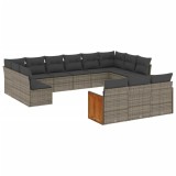 Cumpara ieftin Set mobilier de gradina cu perne, 13 piese, gri, poliratan