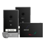 Kit video-interfon, monitor tactil 7&#039;, 2 posturi exterioare, camera 2K, audio, IR 6m, Wi-Fi - EZVIZ CS-HP7(3MP,2-Entry Kit) SafetyGuard Surveillance