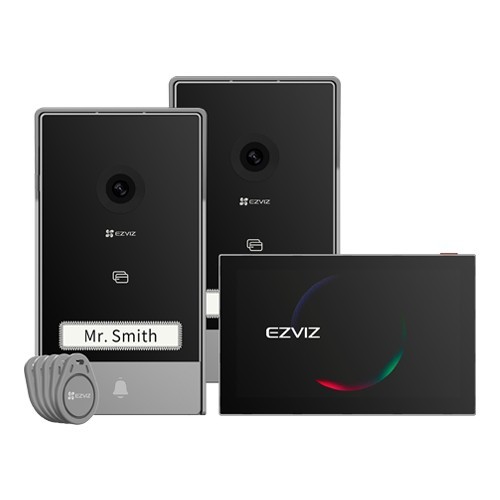 Kit video-interfon, monitor tactil 7&#039;, 2 posturi exterioare, camera 2K, audio, IR 6m, Wi-Fi - EZVIZ CS-HP7(3MP,2-Entry Kit) SafetyGuard Surveillance